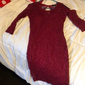 sparkly red glitter lace cocktail dress